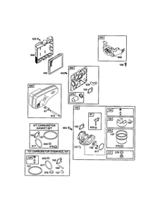Carburetor/Muffler Diagram and Parts List for 124T05-3774-EA  Briggs and Stratton Engine